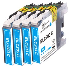 4P CYAN Ink Compatible with Brother LC203 MFC-J680DW MFC-J880DW MFC-J4320DW