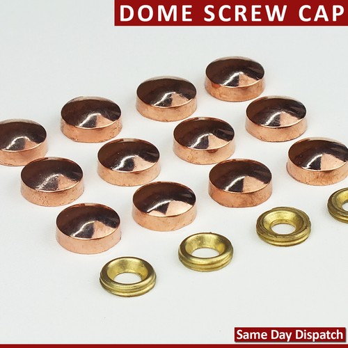 COPPER DECORATIVE DOME ELECTROPLATED MIRROR SCREW CAPS THREADED