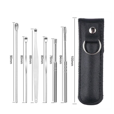 6 Stück Ohr Pick Reinigungsset Spirale Werkzeug Löffel Ohrenschmalz Entferner Reiniger Kürette Kit