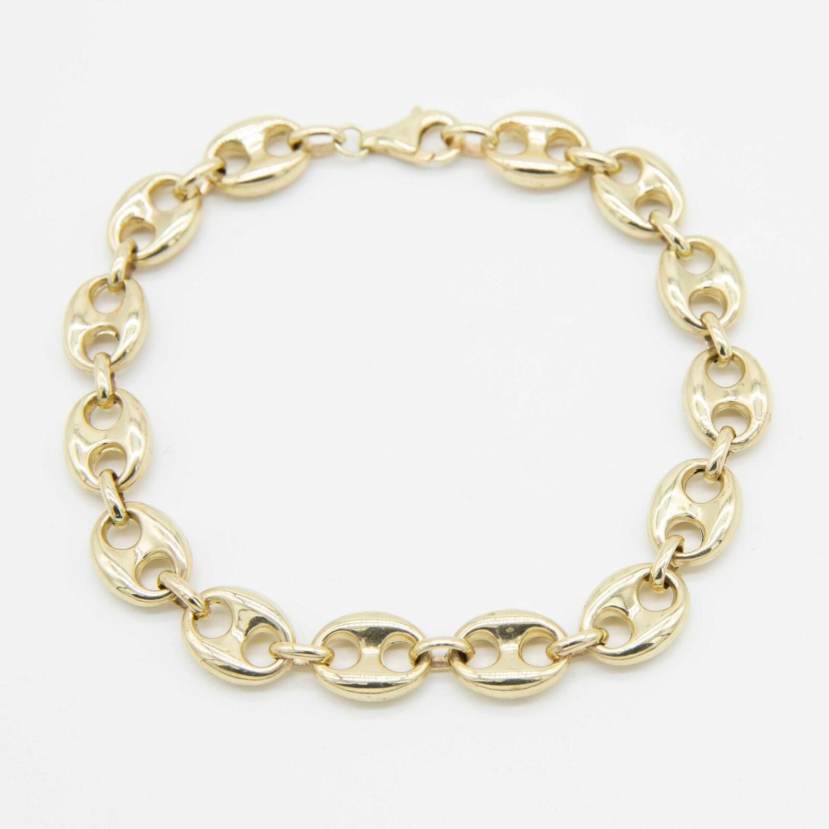 10mm Puffed Mariner Anchor Link Chain Bracelet Real 10K Yellow