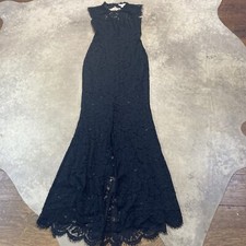 Rachel Zoe Dress Womens 4 Estelle Black Lace Cutout Open Back Maxi Gown Split