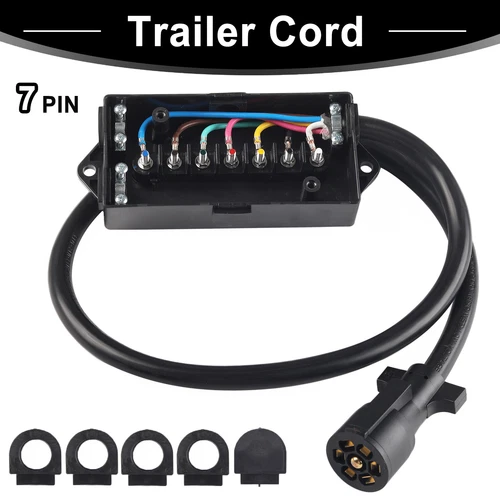 7 Way 7Pin Plug Inline Trailer Cord Wiring Harness RV Cable Junction Box  4FT