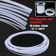 PTFE Tubing Pipe ID Ø0.3 - 8.4mm Semi-transparent Tube High Temp Many Sizes