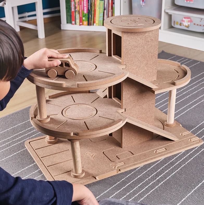 Wooden Toy Car Garage - Montessori Waldorf DIY Paintable Educational toy - Image 2 of 4