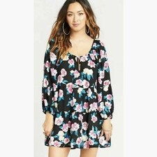 Show Me Your Mumu Trixie Floral Black Pink Yellow Blue Tunic Dress size XSmall