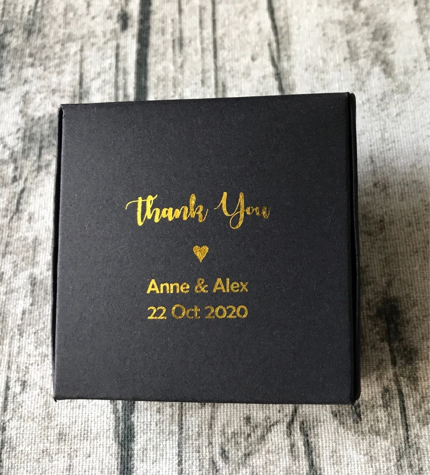 30x Gold Foil Black Wedding Thank You Gift Boxes Personalised Anniversary Favors - image 4 of 4