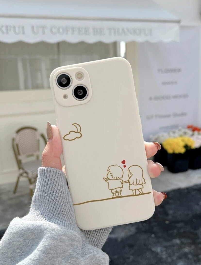 Cartoon Boy Girl Couple moon and sun Phone Case For iPhone 13 Pro
