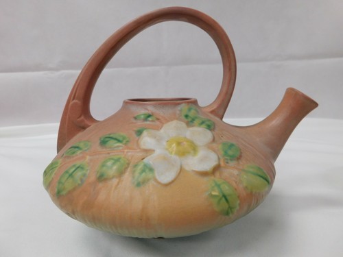 222/74 3 PC. SET ~ ROSEVILLE WHITE ROSE TEA SET ~ TEAPOT, CREAMER, SUGAR - Picture 3 of 10