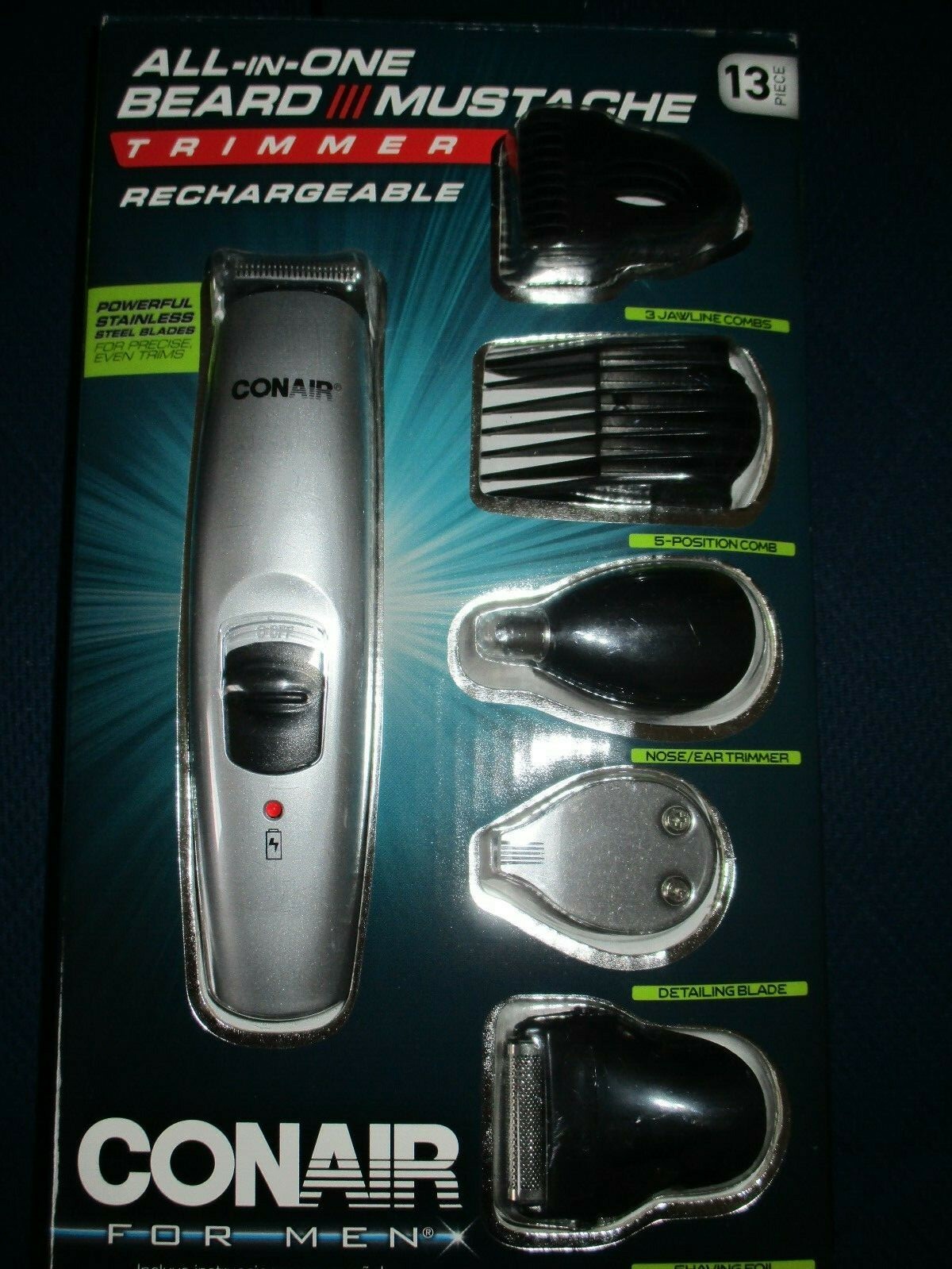 CONAIR All-In-One Trimmer 13 Piece Rechargeable  Mustache Be