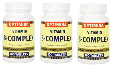 Optimum Vitamin B Complex Dietary Supplement Tablet 100 Counts X 3 Packs