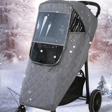Stroller Rain Cover Protect from Dust Snow Thickened with Rear Storage Pocket