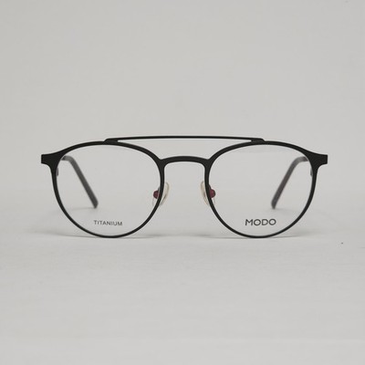 MODO 4229 Men's Ultra-Light Titanium Round Brow Bar Glasses in Gray / Red | 48mm