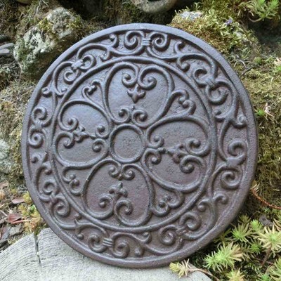 Gehwegplatte Gusseisen Landhaus Garten Trittstein Trittsteinplatte rund SS8