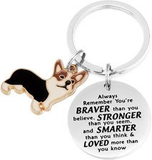 Corgi Lover Gifts Keychain Encouragement Gift You Are Braver Stronger Smarter th