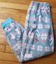 Disney Olaf Frozen Gray Blue Stretch Fleece Sleep Lounge Pajama Pants S 4-6 Soft