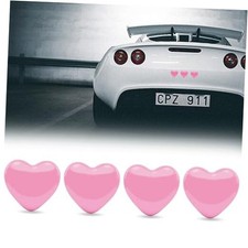 Heart Metal Car Emblem Stickers 4-Pack - 1.1" Chrome Adhesive Badges Pink