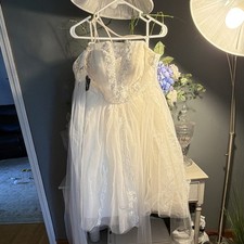 Ivory Tulle Sweetheart Ball Gown Wedding Dress Lace Beaded Corset Back