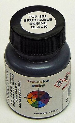 Tru-Color Flat Engine Black 1oz - Hobby and Model Solvent Paint - #851