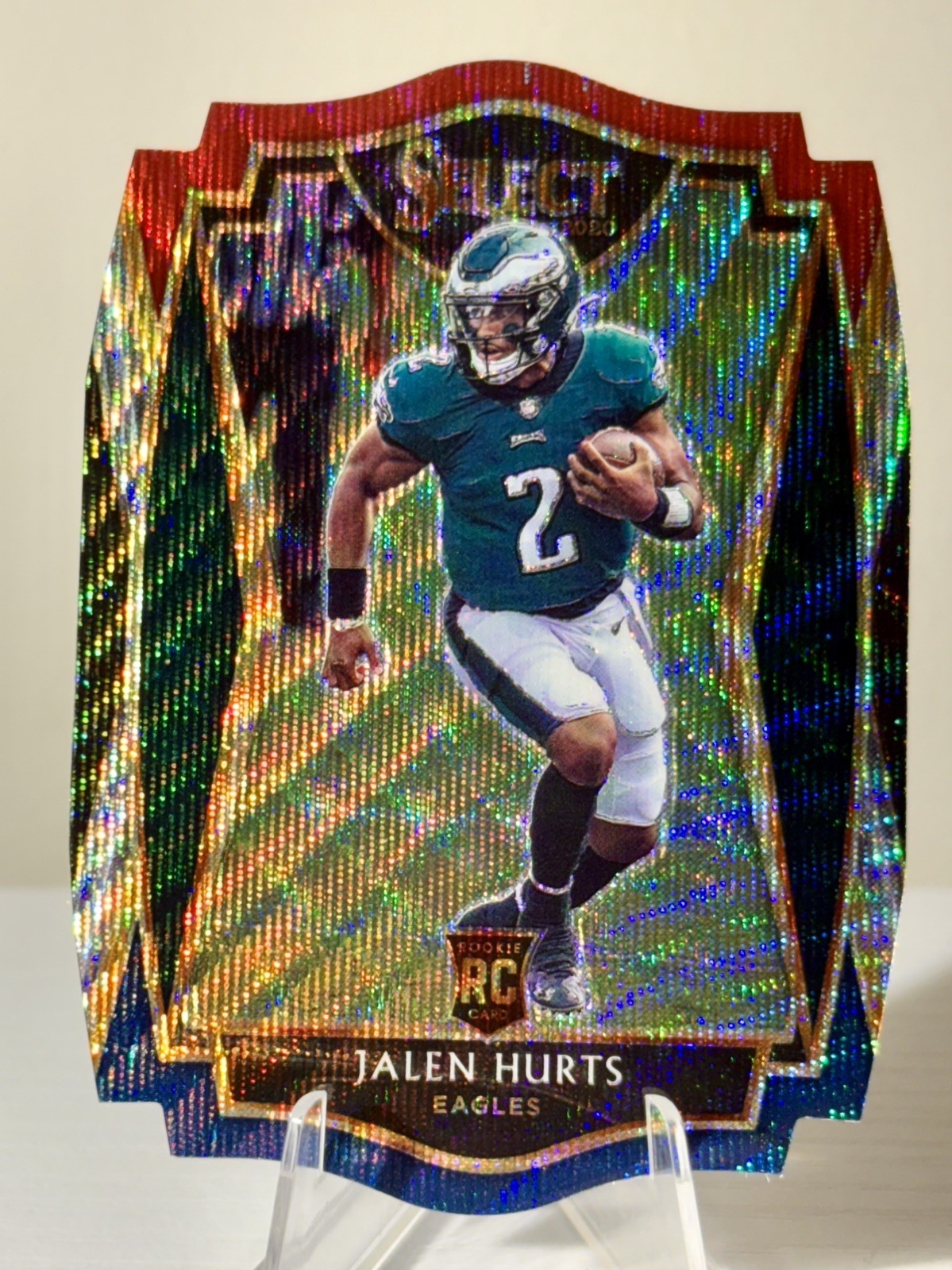 2020 Panini Select - Premier Level Jalen Hurts #150 Tri-Color Prizm Die-Cut (RC)