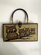 Vintage Enid Collins Wise Guys Wooden Box Bag Purse 1962 