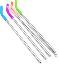 Reusable 12" Extra Long 8Mm Wide Drinking Straws - Set of 4 with 2 Brushes