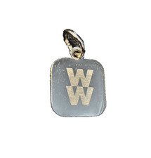 WW Initial Weight Watchers Silver Tone Metal Square Pendant Charm Approx 1/2  