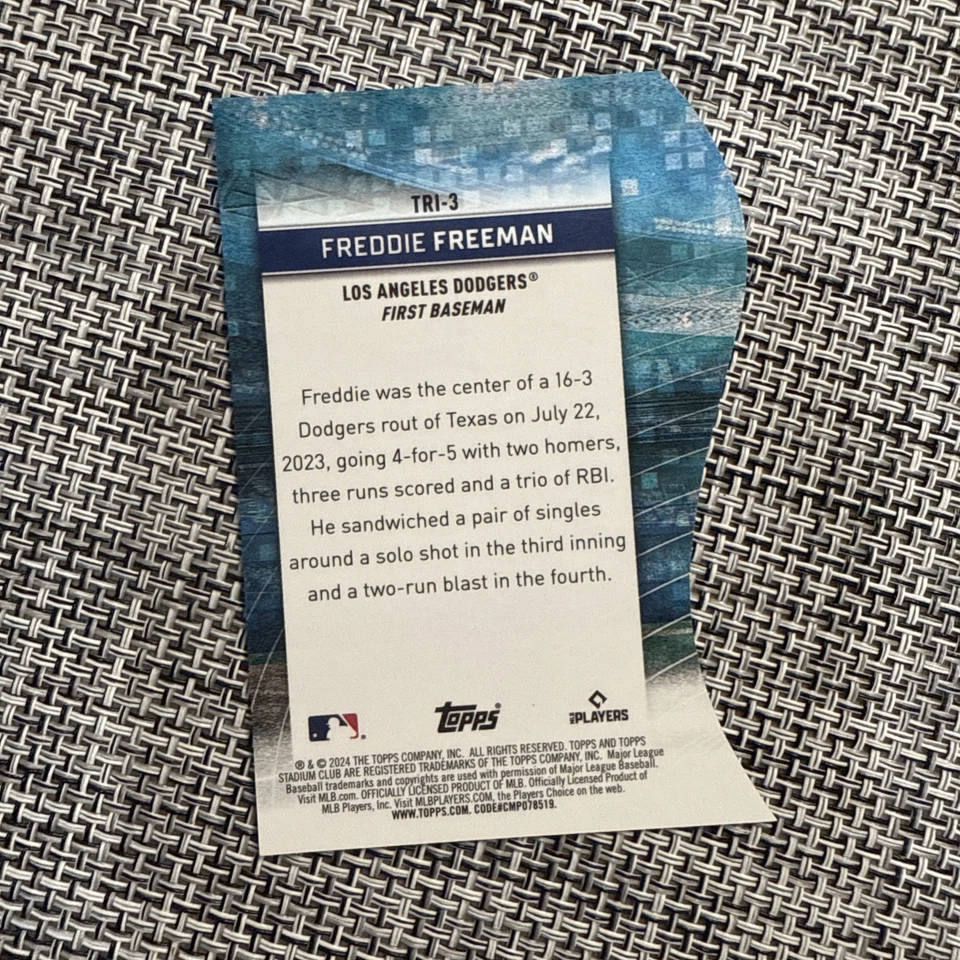 2024 Topps Stadium Club - Triumvirates Freddie Freeman #TRI-3 - Image 2 of 2