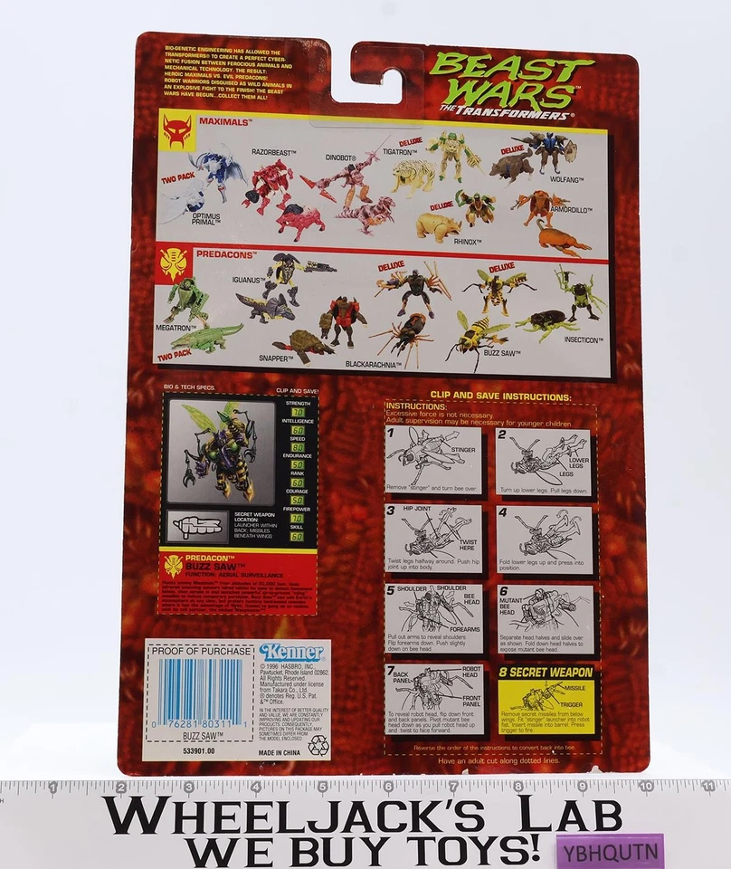 Figura de acción Hasbro Buzz Saw Transformers Beast Wars 1996 NUEVO SELLADO Foto 2 de 4