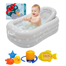 Inflatable Baby Bathtub Complete Set   Portable Non-Slip Baby Bath Tub with Newb
