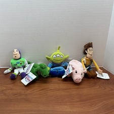 Disney Store Vintage Toy Story Plush Bean Bag Lot Woody Buzz Rex Hamm Alien NWT