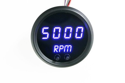 Intellitronix Blue LED Tachometer Gauge - Black Faceplate With Chrome Bezel