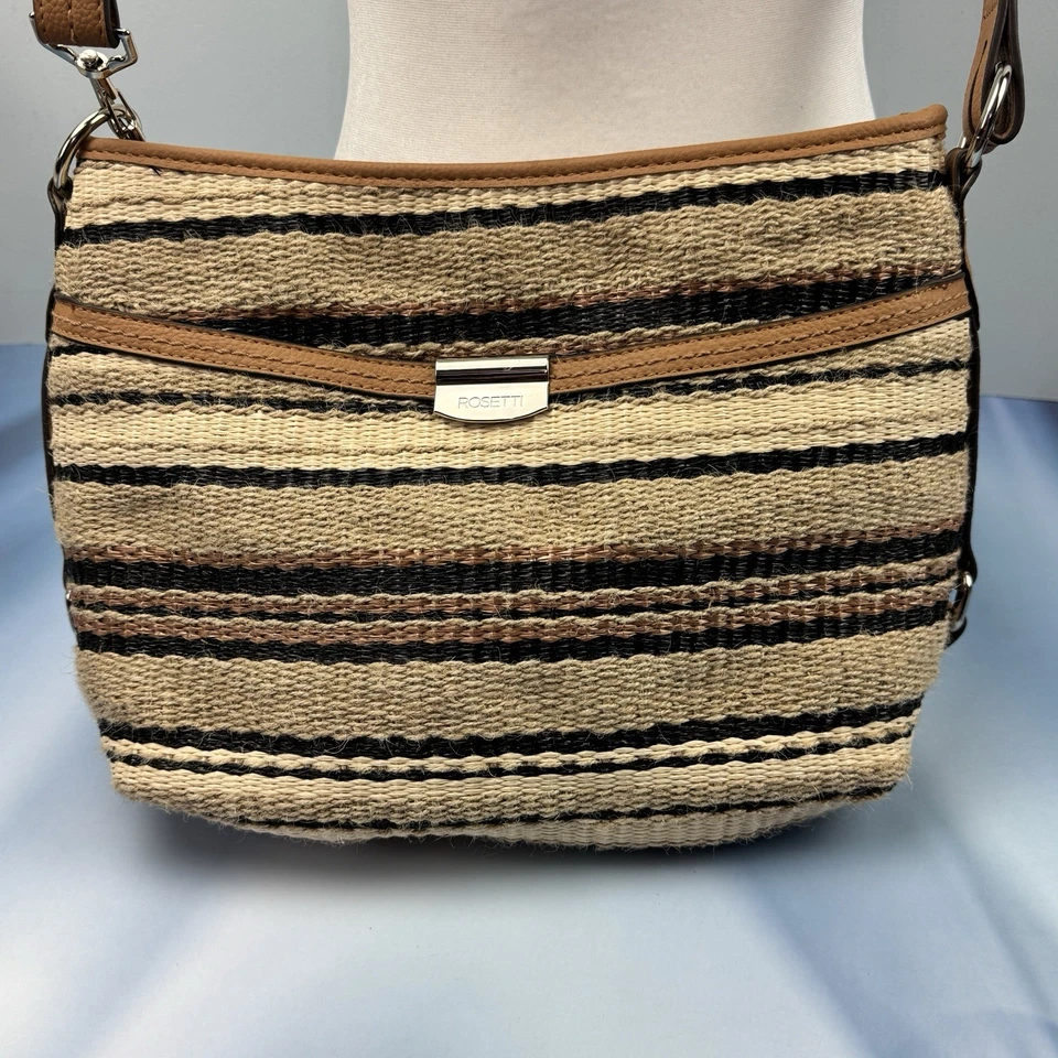 Rosetti Crossbody Womens Handbag Purse Adjustable Woven Brown Earth Tones New - Image 4 of 4