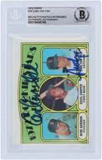 Carlton Fisk Boston Red Sox Signed 1972 Topps #79 Beckett Rookie Card w/ Insc