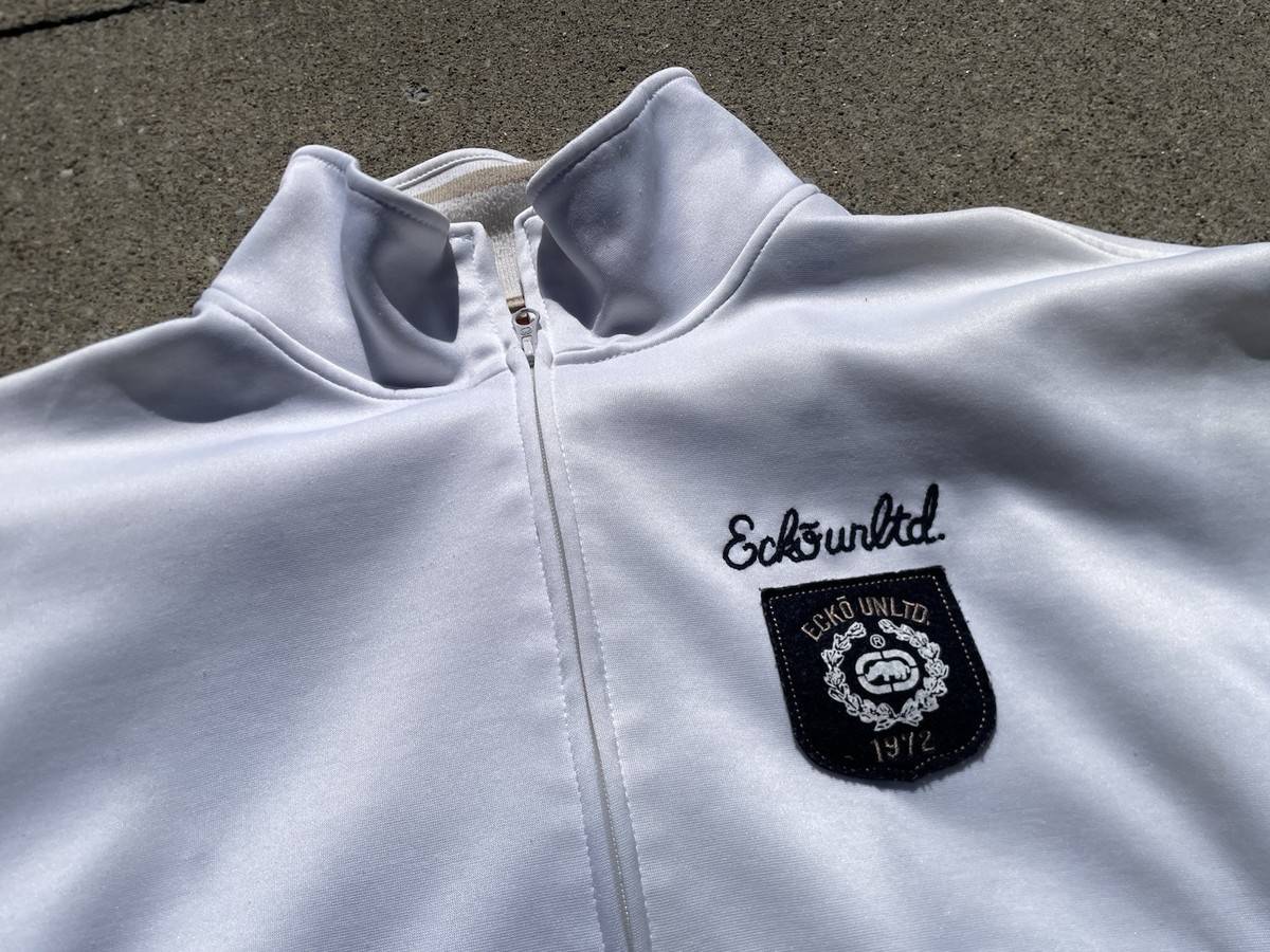 vintage Ecko Unltd white striped track suit sz 2XL warm up chain