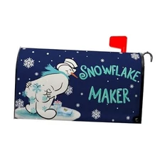 Winter Snowman Mailbox Cover Snowflake Maker Magnetic Mailbox Covers Blue Xmas 
