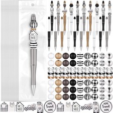 24 Sets Plastic Beadable Pens DIY Pens Making Kit Assorted Wood Beads Crystal...