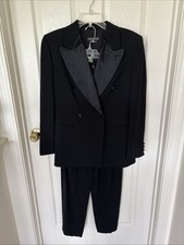 Giorgio Armani Collezioni Wool Tuxedo Pantsuit 1996 Black Italy Sz 38 VTG