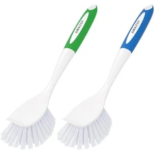 Dish Scrub Brush with Handle 2 Pack Kitchen Cleaning Brush for Pots Pans Sink