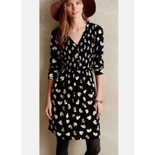 Anthropologie Maeve Banet Graphic Heart Print Black & White Mini Dress XS