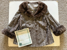 Vintage 1970 Argentina Lamb Fur - Lutetia Mink Collar  Cuffs Jacket
