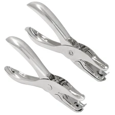 2Pcs Small Mini Metal Hole Punchers, 1/8” & 1/4” Tiny 1/8" & 1/4", Silver 