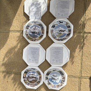 Coalport Bone China RAF Aviation Aircraft Collector Plates Set of 4 w/ COA