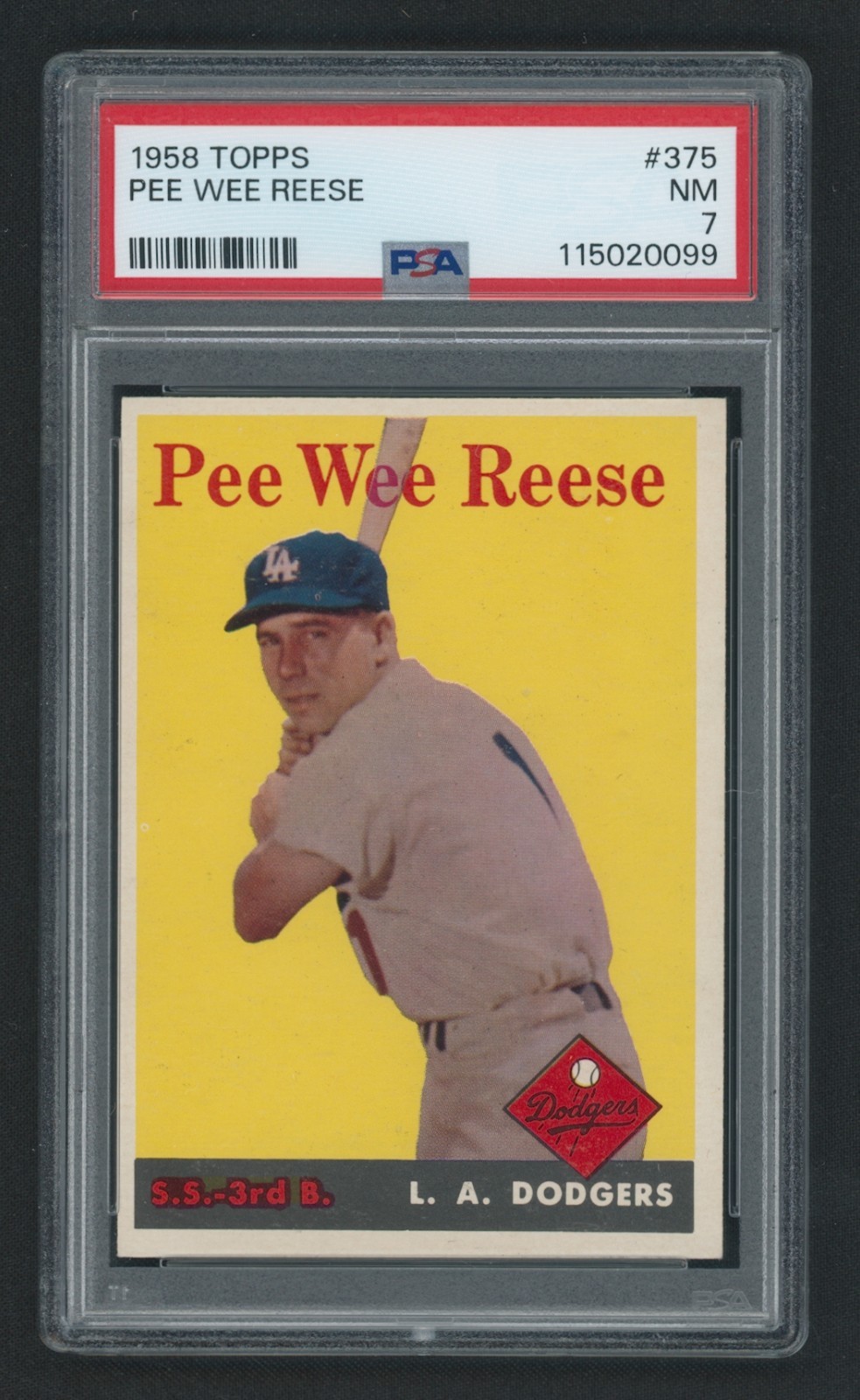 1958 Topps #375 Pee Wee Reese PSA 7 NM