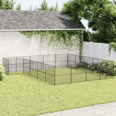 Hundelaufstall Hundehütte Hundekäfig Laufstall Schwarz Verzinkter Stahl vidaXL