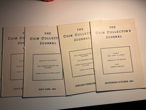 The Coin Collectors Journal 4 Issues 1951