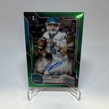 2025 Topps Bowman University Chrome Emmett Brown Green Refractor Auto /99