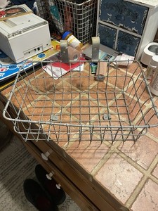 1940s 50’s Heavy Metal Wire Bicycle Large Front Basket 15" X 10” X 5”