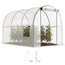 Outsunny 3 x 2 x 2m Polytunnel Greenhouse with Roll-up Door and Mesh Clear 