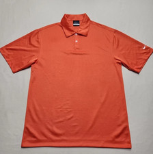 Nike Dri-Fit Men Golf Polo Shirt Size Medium Solid Orange Pullover Tee Reg Fit