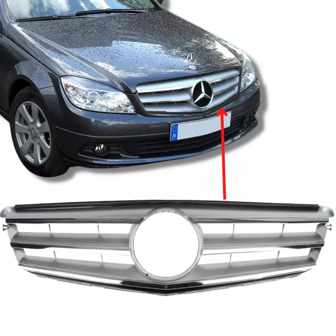 Mascherina Mercedes W204 S204 Silver Look | Griglia Sportiva Elite
